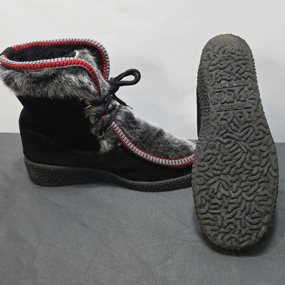 vintage Italian Woodbridge alpine snow boots sz 37 US‎ Size 6 black red grey...